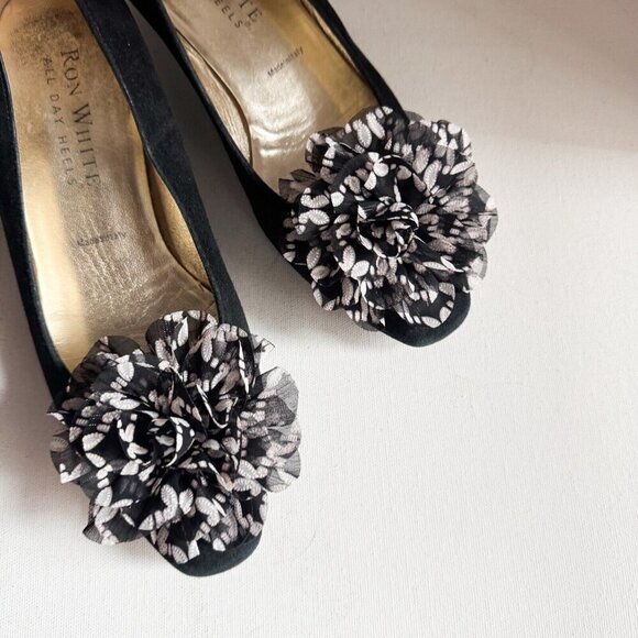 Ron White All Day Heels Black Suede Floral Loafers 37 - Picture 2 of 7